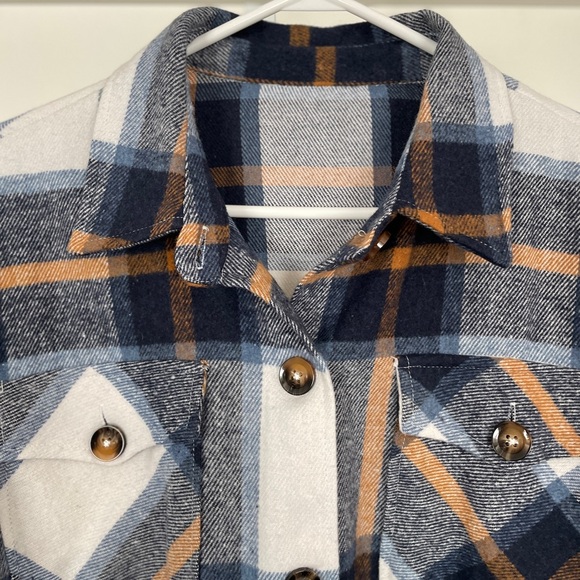 Navy Plaid Coat - Picture 8 of 9